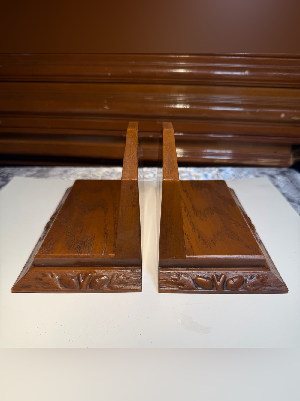 Vintage Art Deco Carved Resin Book Ends Set of 2